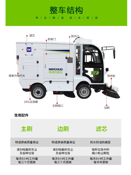四轮扫路车MN-S1800配备240L标准泽普垃圾桶